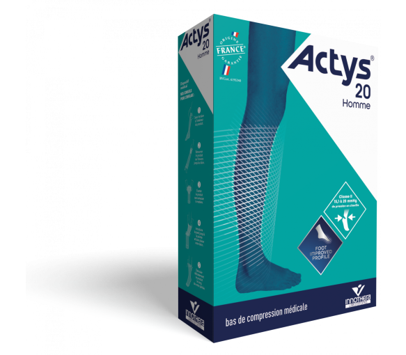 Bas de contention Actys 20 autofix homme - classe 2 - taille +