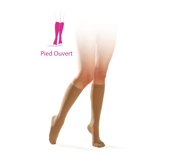 Dynaven chaussettes de contention semi-opaque (pure semi-opaque) Sigvaris - classe 3 - pied ouvert - image 1